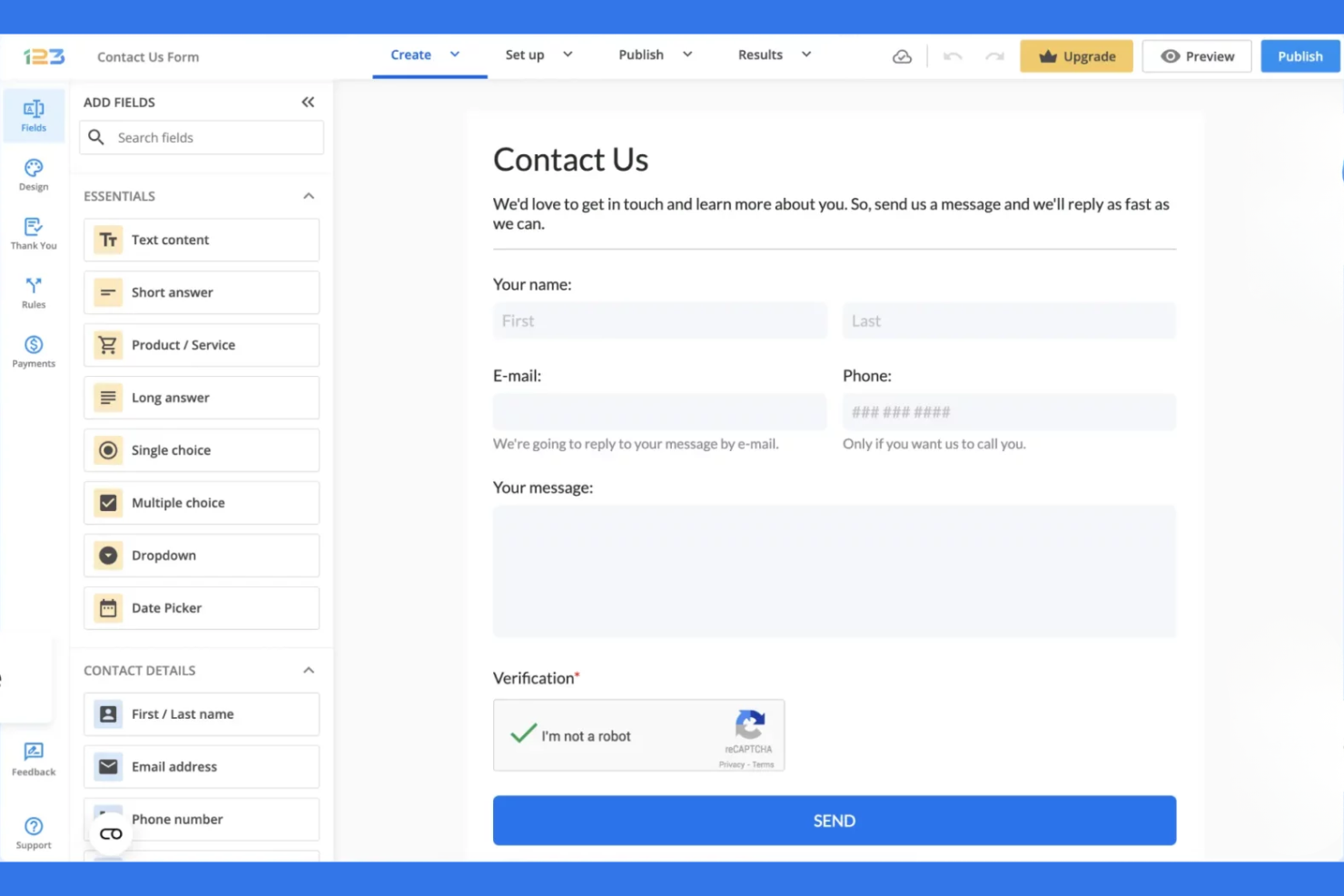 123FormBuilder screenshot - 10 alternativ till Formstack 2026