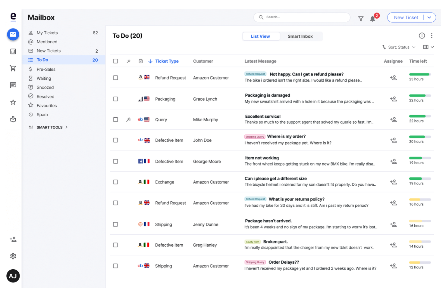 eDesk screenshot - 10 bästa helpdeskprogrammen för fantastisk service 2026