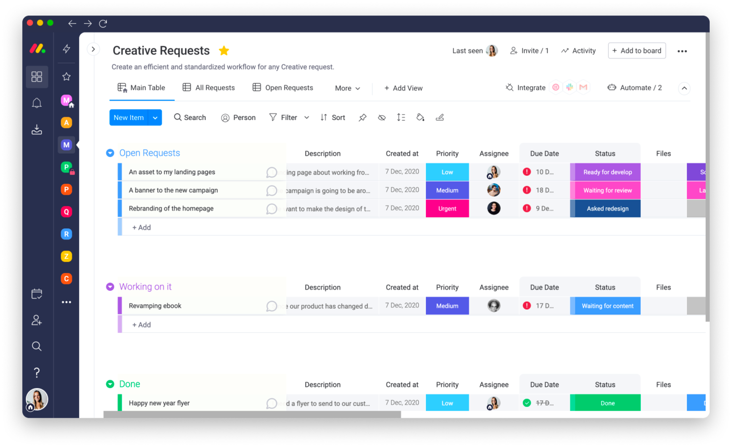 monday AI Workspace screenshot - 10 bästa projektledningsprogrammen för datorer att välja bland 2026