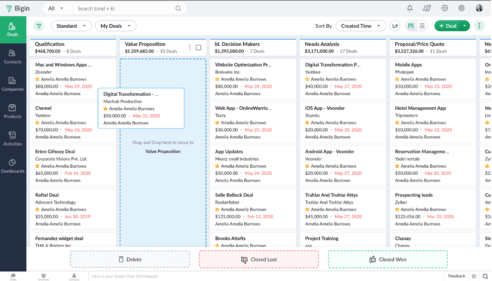 Bigin by Zoho CRM screenshot - 10 bästa programvaror för klientdatabaser och kunddatabaser för 2026