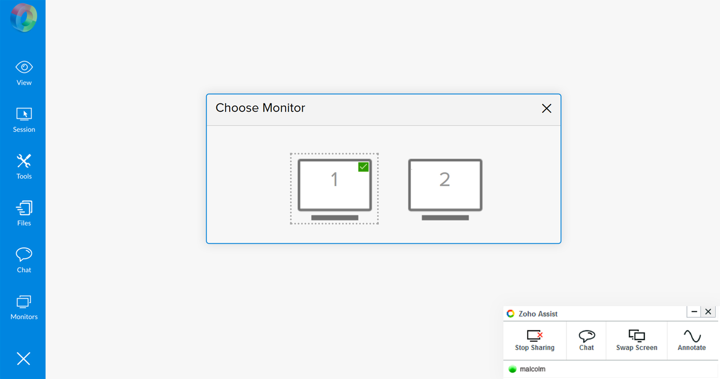 Zoho Assist screenshot - 5 bästa programvarorna och hårdvaran för skärmdelning för 2026