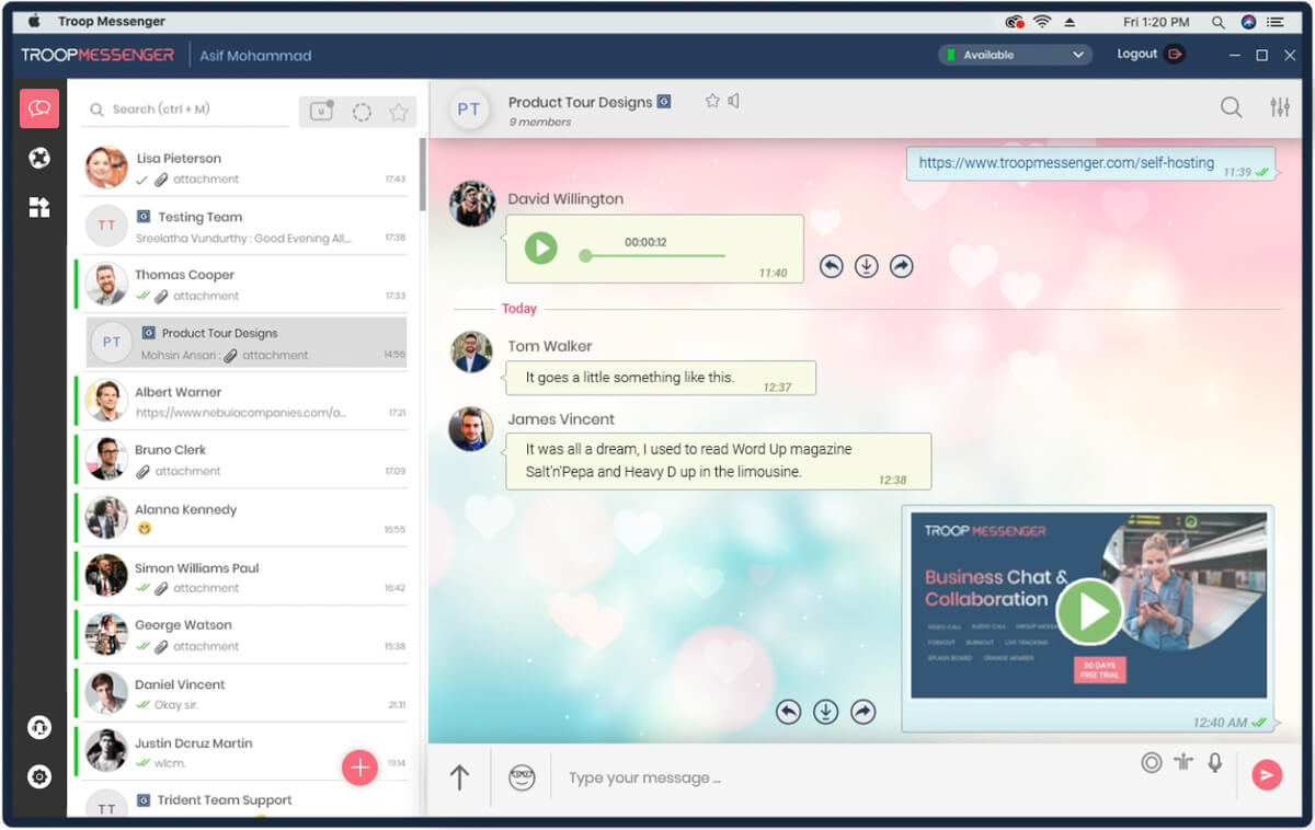 Troop Messenger screenshot - 5 bästa programvarorna och hårdvaran för skärmdelning för 2026