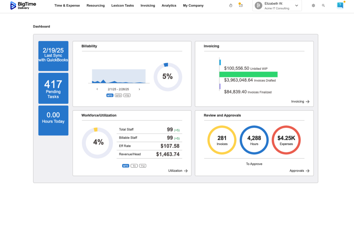 BigTime screenshot - 10 bästa programvarorna för automatisering av professionella tjänster 2026