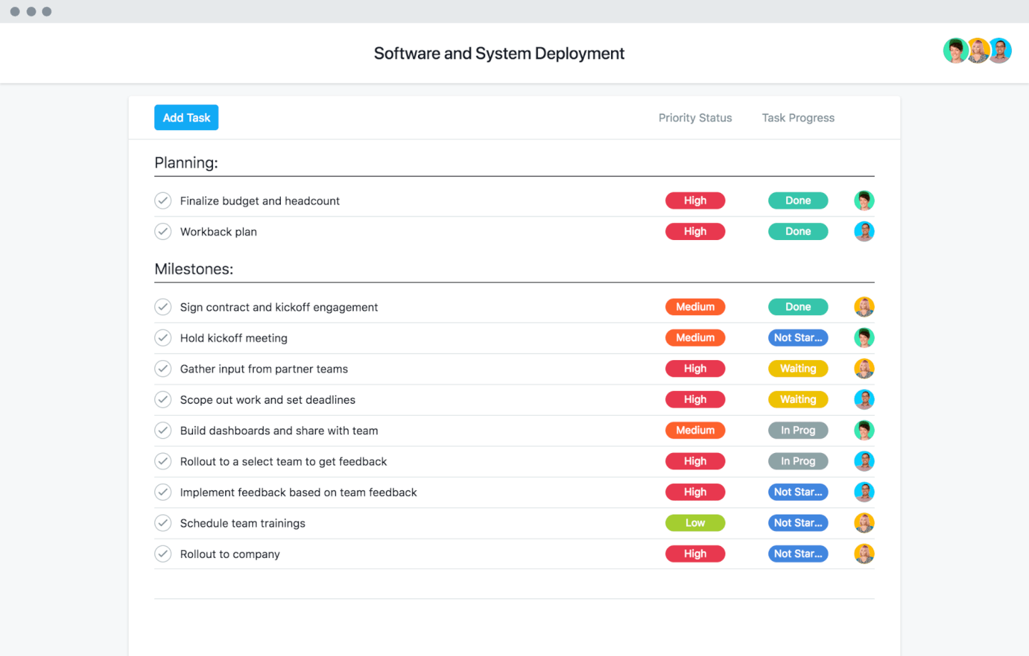 Asana screenshot - 10 bästa kostnadsfria programvaror för resurshantering 2026
