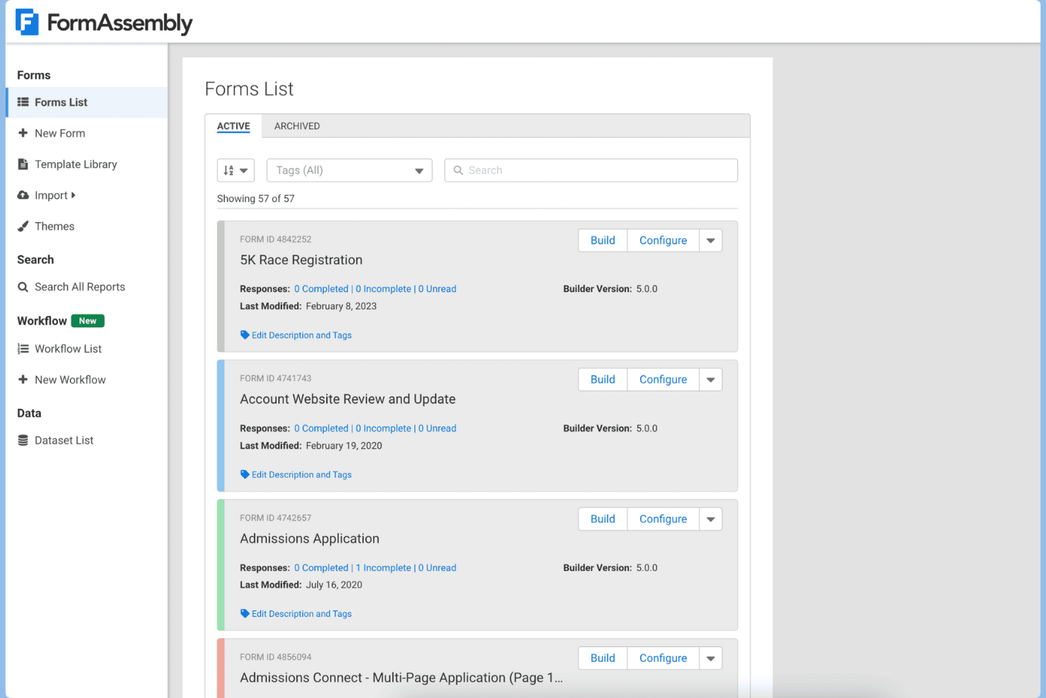 FormAssembly screenshot - 10 alternativ till Formstack 2026