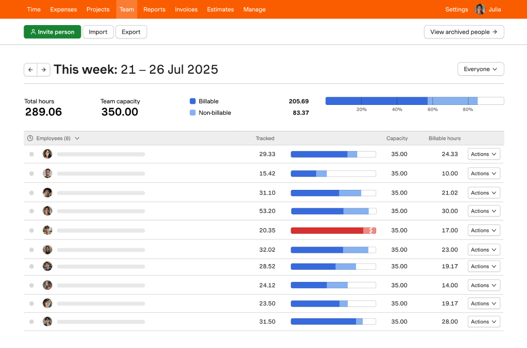 Harvest screenshot - 10 bästa kostnadsfria programvarorna för tidsregistrering – granskade 2026