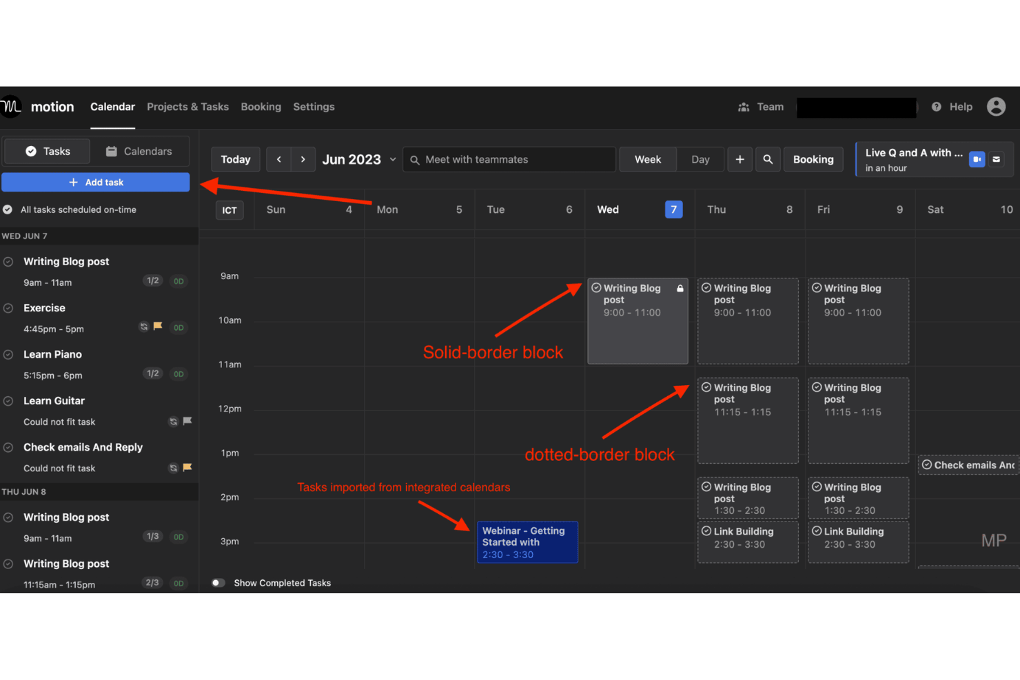 Motion screenshot - De 10 bästa apparna för tidsblockering recenserade 2026