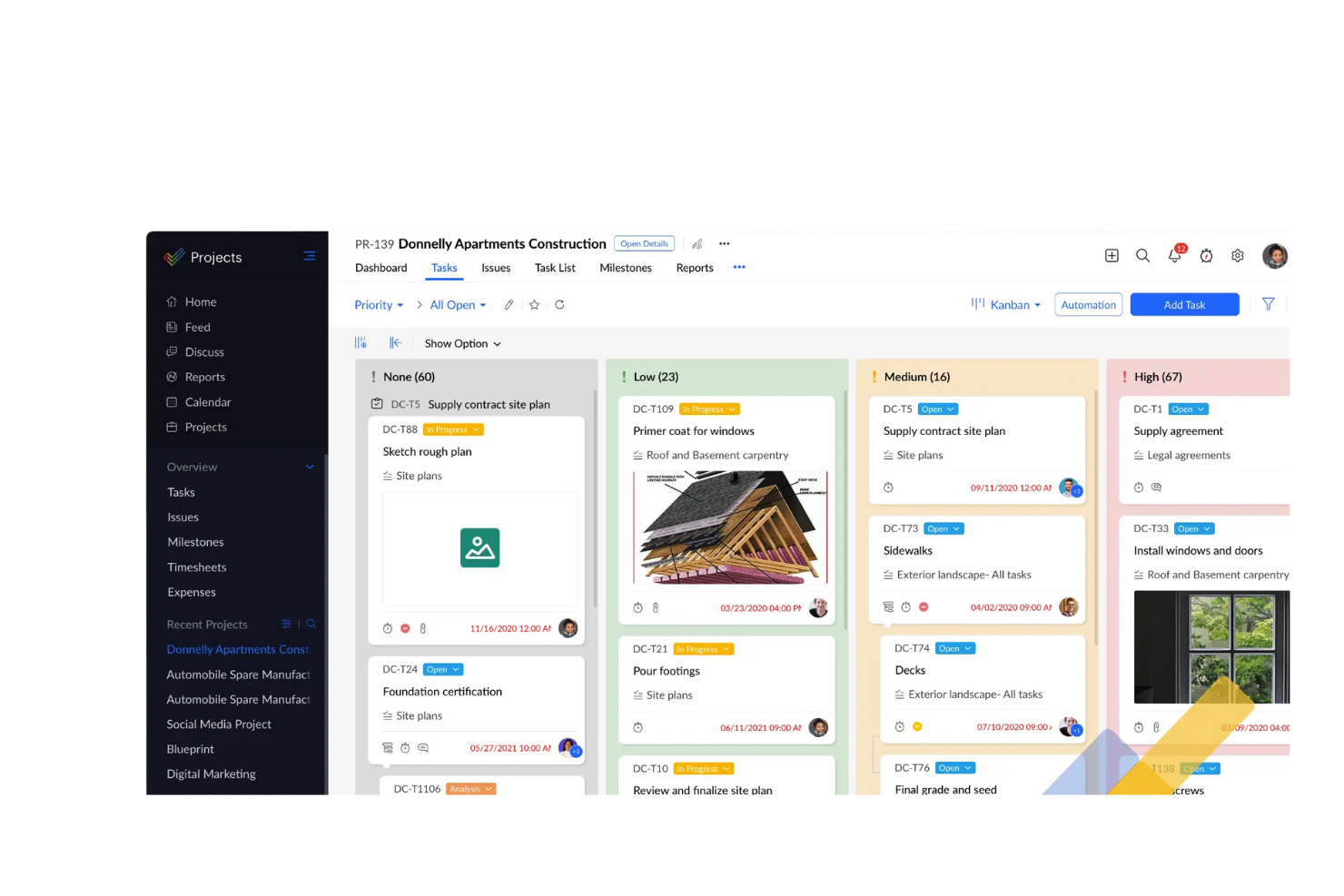 Zoho Projects screenshot - 10 bästa kostnadsfria AI-projektledningsverktygen granskade 2026