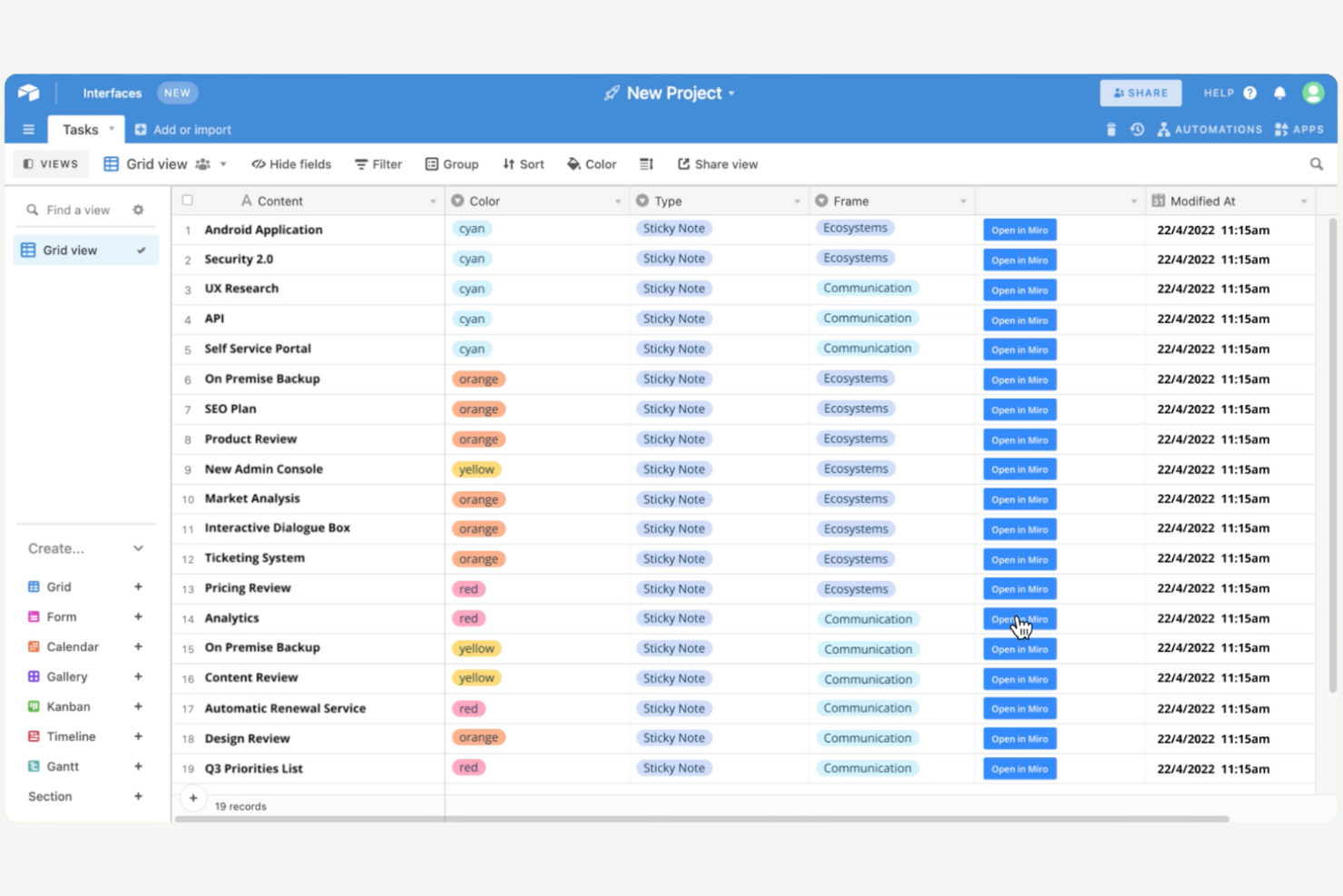 Airtable screenshot - 10 bästa programvarorna för digitala arbetsplatser för 2026