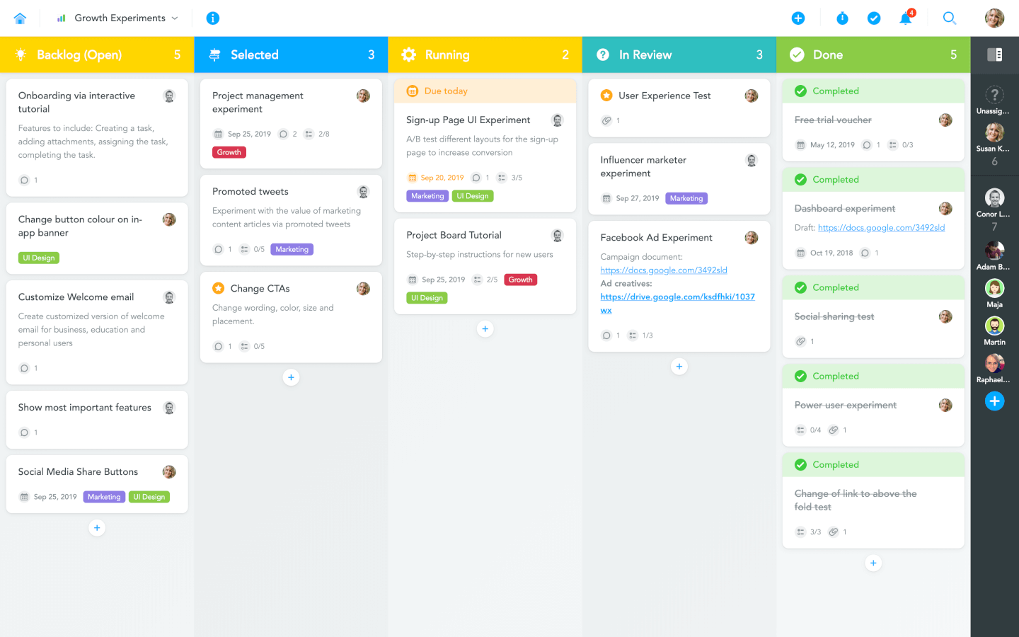 MeisterTask screenshot - 10 bästa alternativen till Trello 2026 (gratis och betalda alternativ)