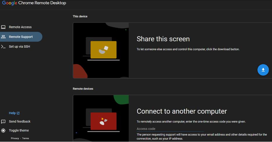 Chrome Remote Desktop screenshot - 10 bästa alternativen till Zoho Assist recenserade 2026