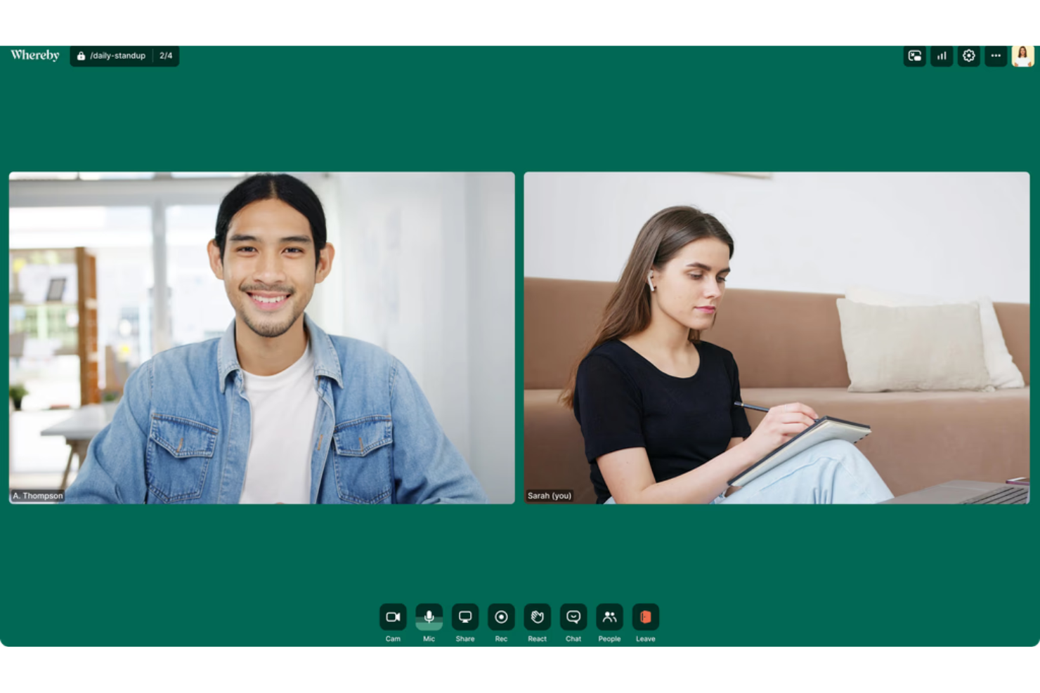 Whereby screenshot - Le 10 migliori alternative a Google Meet nel 2026