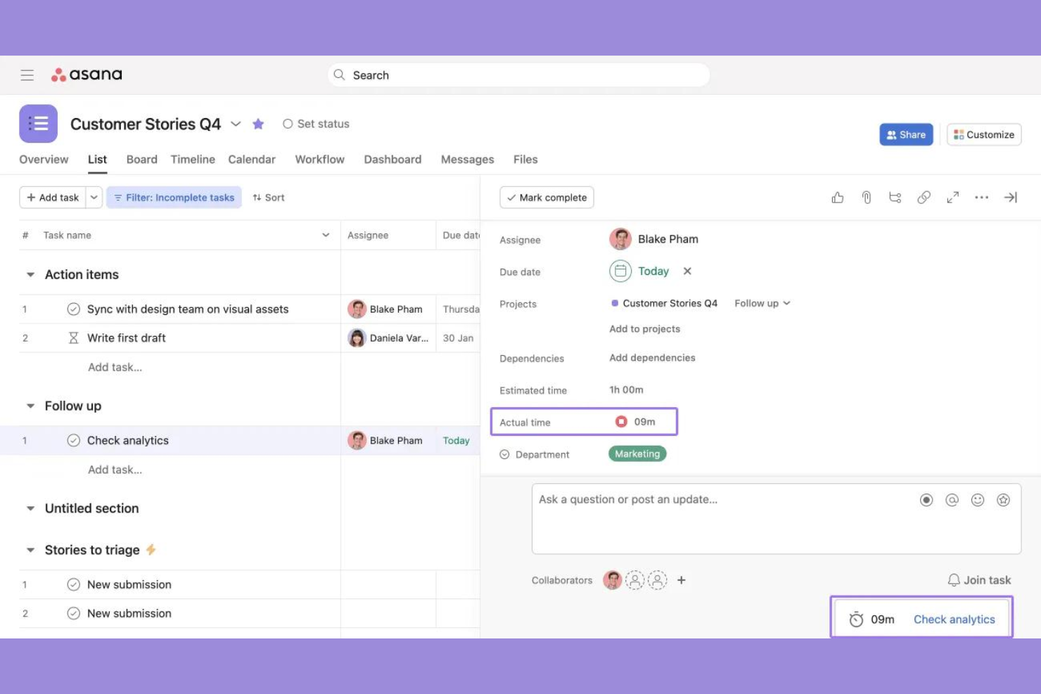 Asana screenshot - 10 beste alternatieven voor Hello Bonsai in 2026