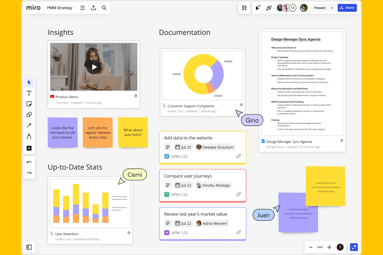 Miro screenshot - Le 10 migliori alternative creative a Whimsical scelte per il 2026