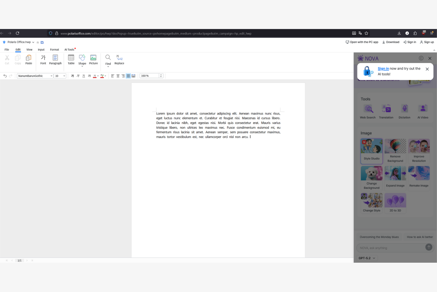 Polaris Office screenshot - 10 alternative a Google Documenti selezionate per il 2026