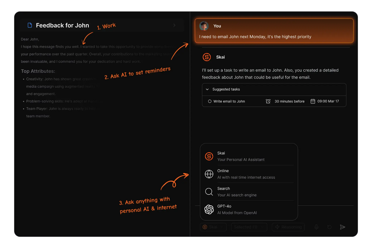 Saner.AI screenshot - 10 meilleures alternatives à Obsidian examinées en 2026