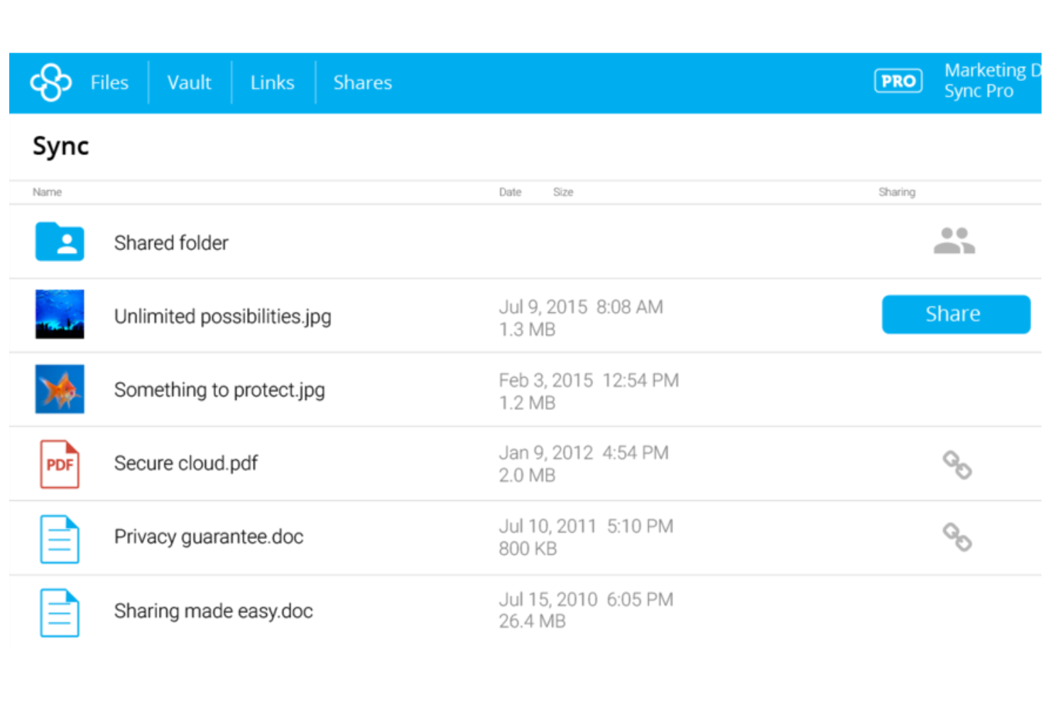 Sync screenshot - 10 meilleures alternatives à Google Drive passées en revue en 2026