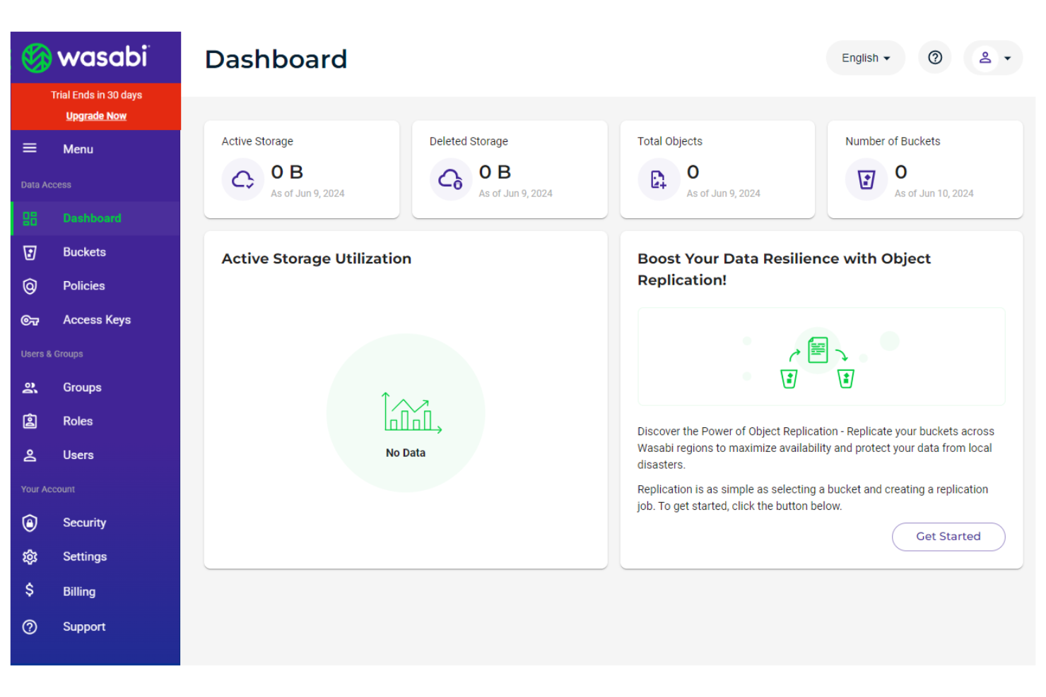 Wasabi screenshot - 10 meilleures alternatives à Google Drive passées en revue en 2026