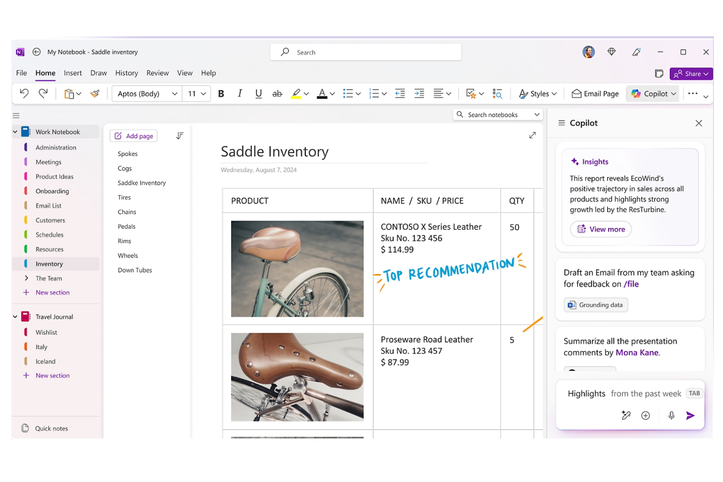 Microsoft OneNote screenshot - 10 beste alternatieven voor Obsidian beoordeeld in 2026