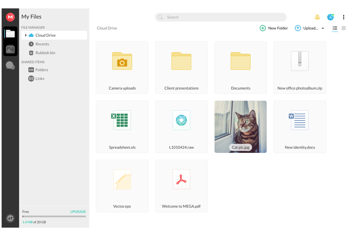 MEGA screenshot - 10 Beste alternatieven voor Google Drive beoordeeld in 2026
