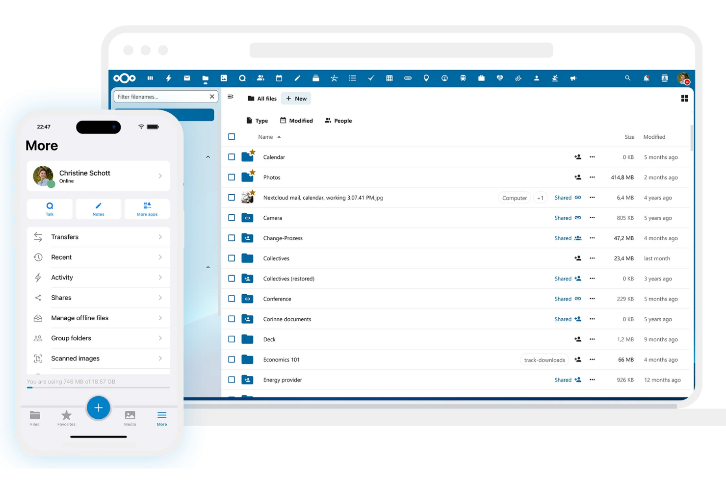 Nextcloud screenshot - 10 meilleures alternatives à Google Drive passées en revue en 2026