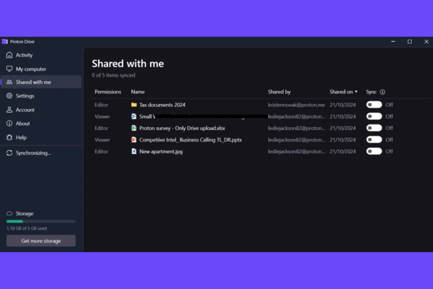 Proton Drive screenshot - Las 10 mejores alternativas a WeTransfer analizadas en 2026