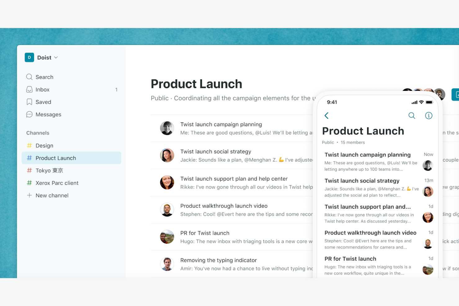 Twist screenshot - Le 10 migliori alternative a Slack recensite nel 2026
