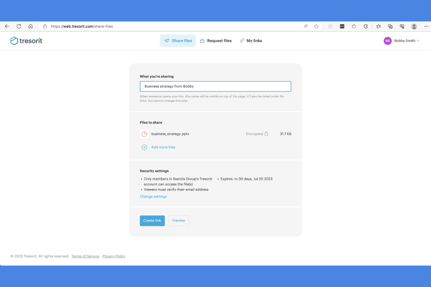 Tresorit screenshot - 10 beste alternatieven voor WeTransfer beoordeeld in 2026