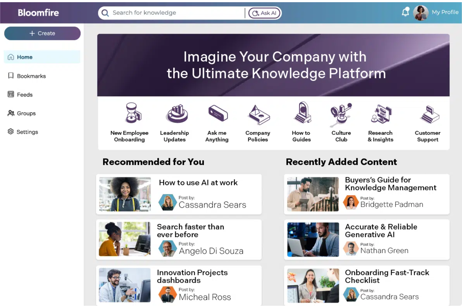 Bloomfire screenshot - Le 10 migliori alternative a Document360 recensite nel 2026