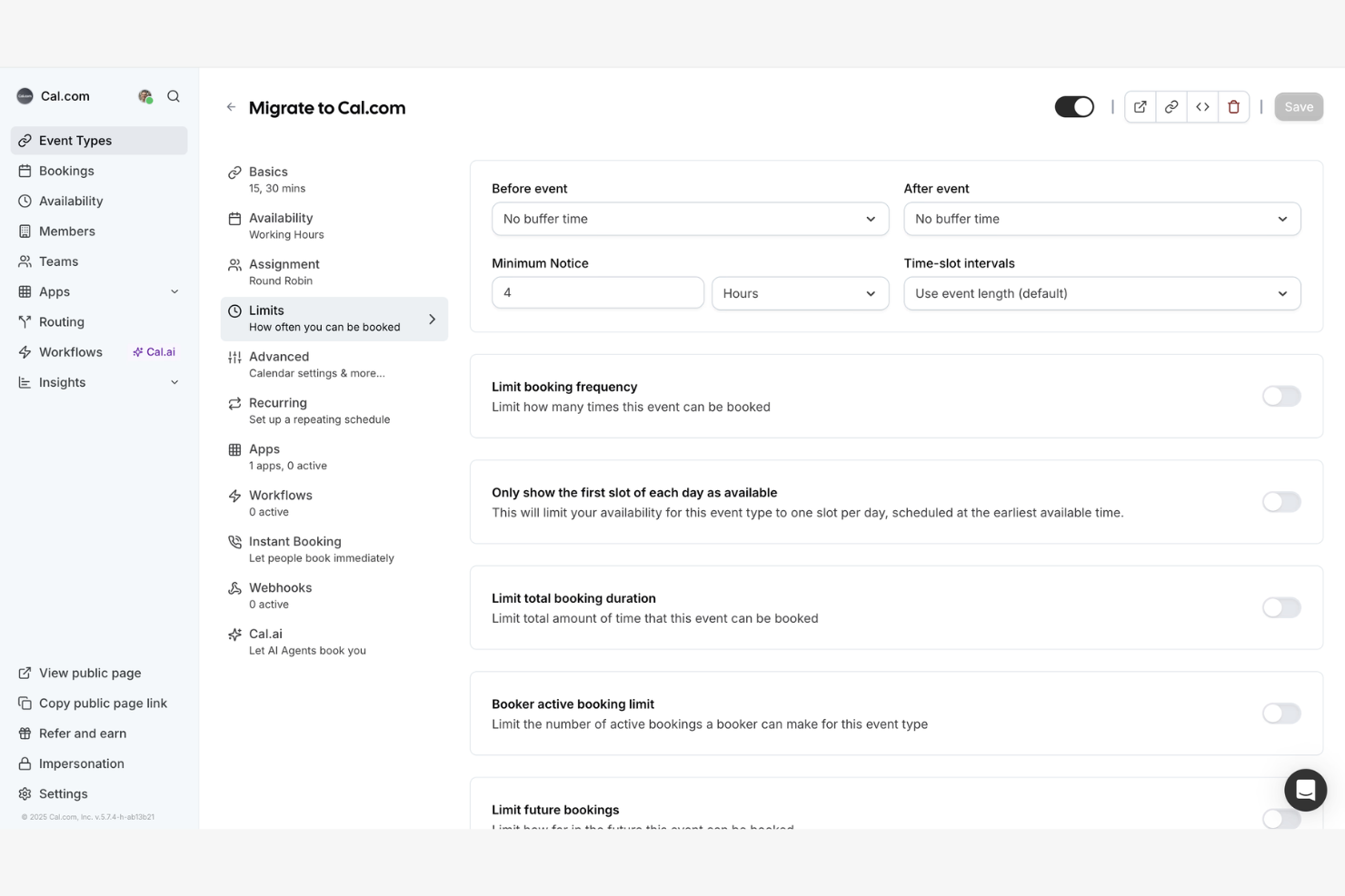 Cal.com screenshot - Las 10 mejores alternativas a Calendly revisadas en 2026