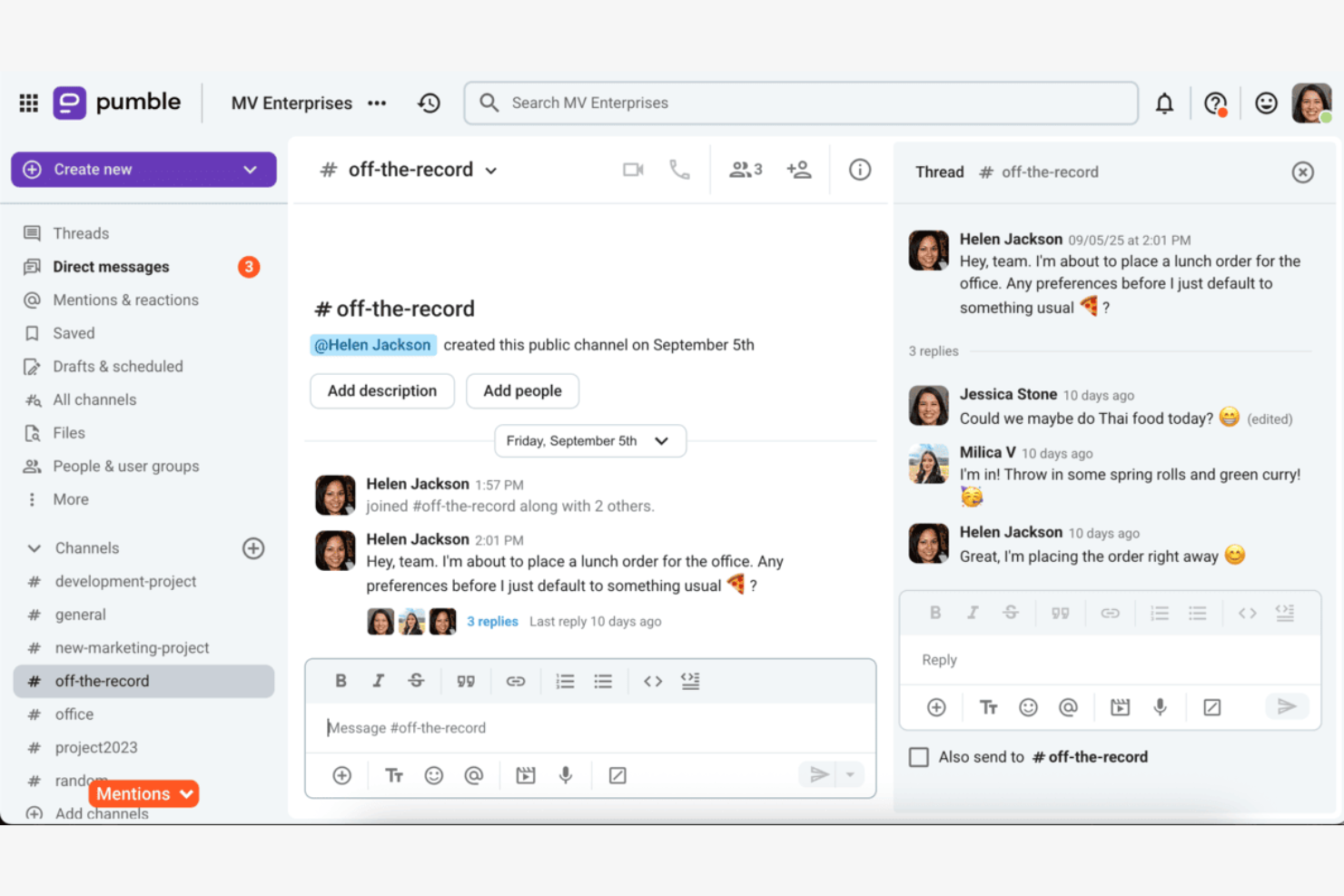 Pumble screenshot - 10 mejores alternativas a Slack reseñadas en 2026