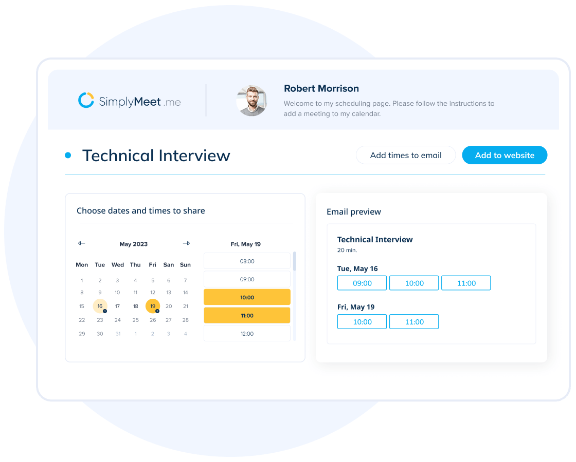 SimplyMeet.me screenshot - Le 10 migliori alternative a Calendly recensite nel 2026