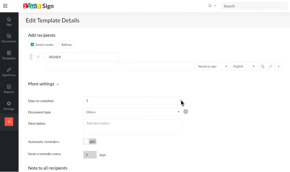 Zoho Sign screenshot - 10 Beste PandaDoc-alternatieven beoordeeld in 2026