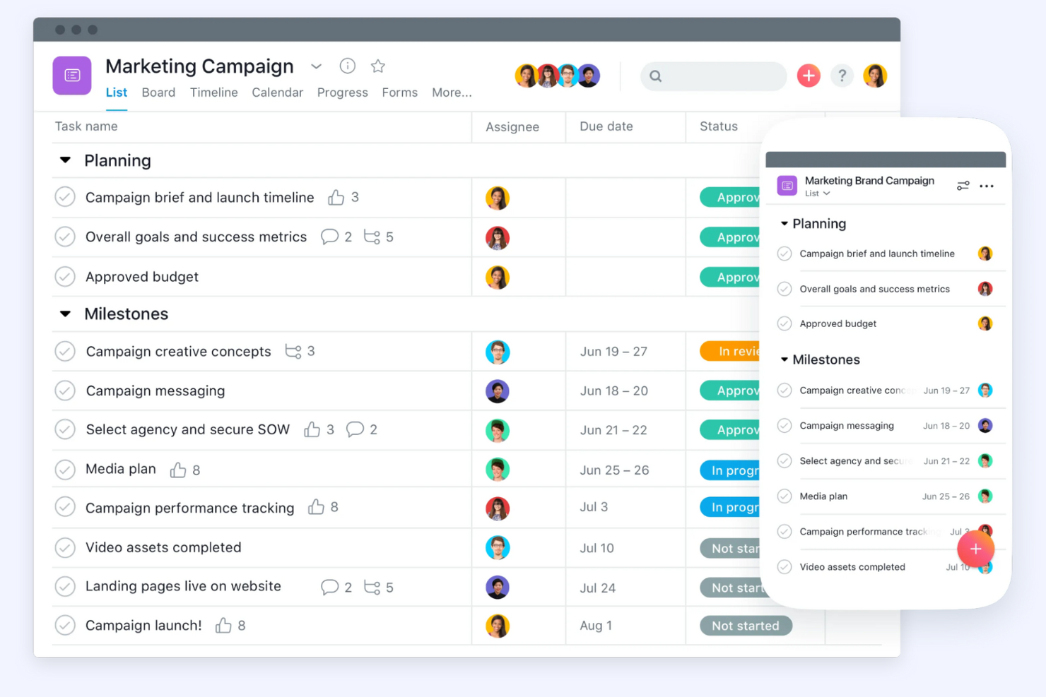 Asana screenshot - 10 meilleures alternatives à Accelo examinées en 2026