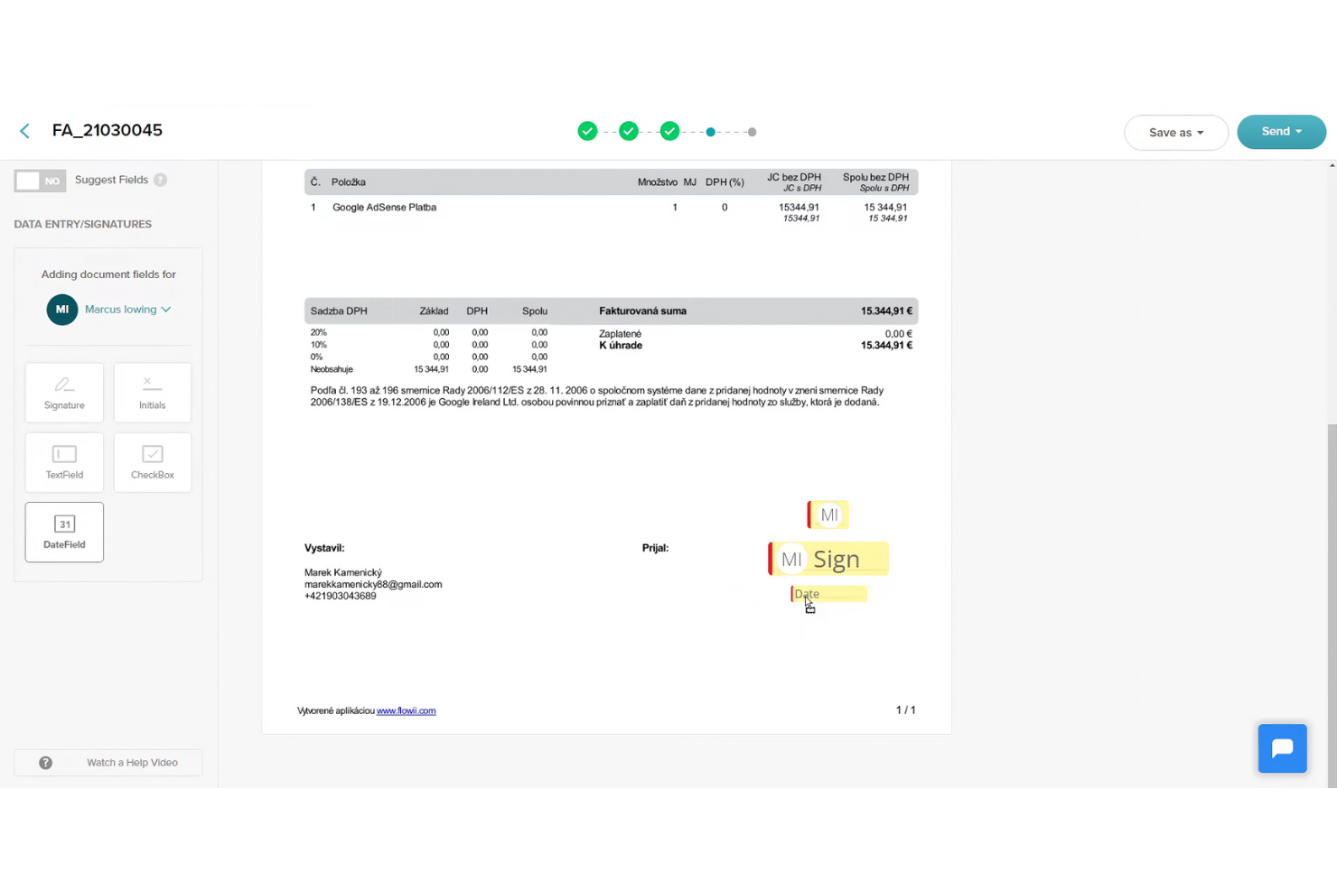 Signwell screenshot - Le 10 migliori alternative a Docusign recensite nel 2026