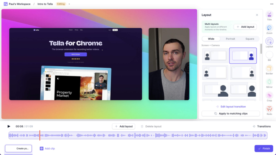 Tella screenshot - 10 beste Loom-alternatieven beoordeeld in 2026