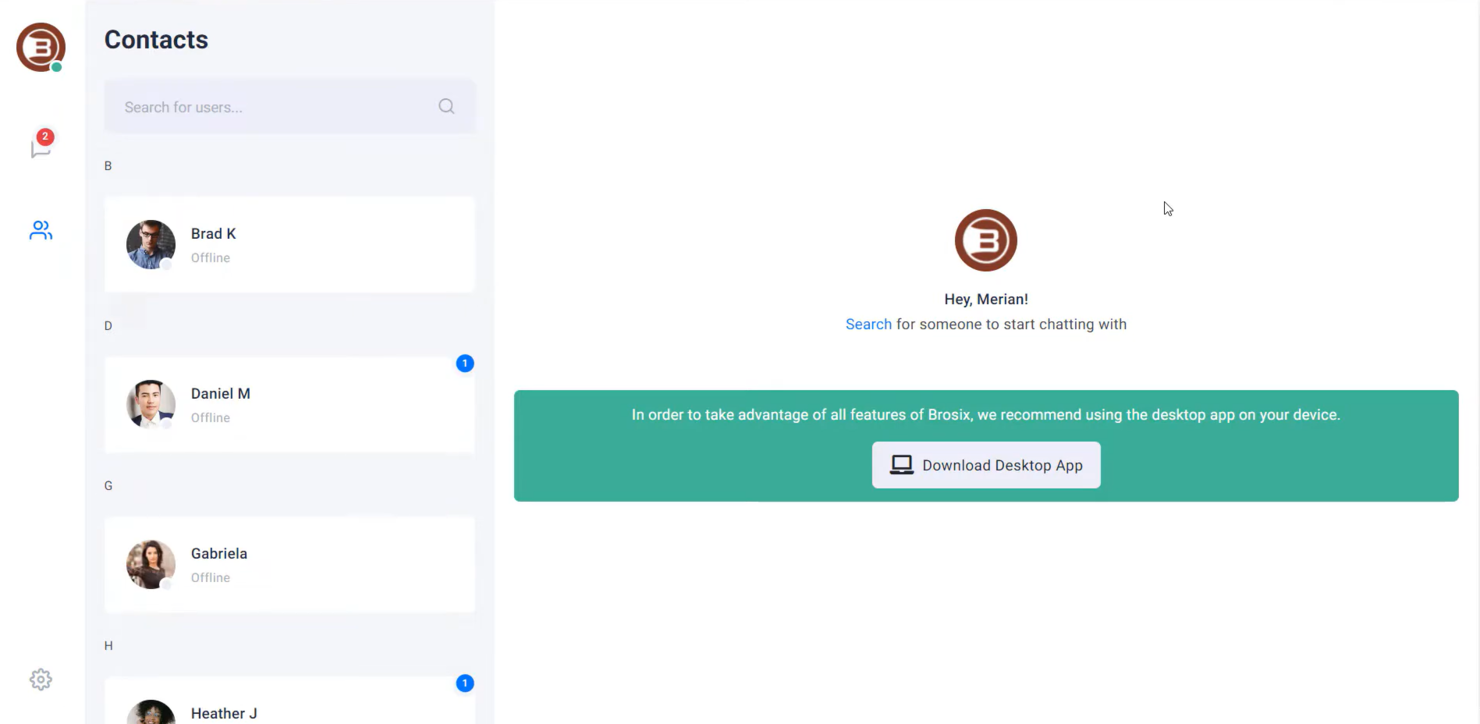 Brosix screenshot - Le 10 migliori alternative a Skype for Business recensite nel 2026