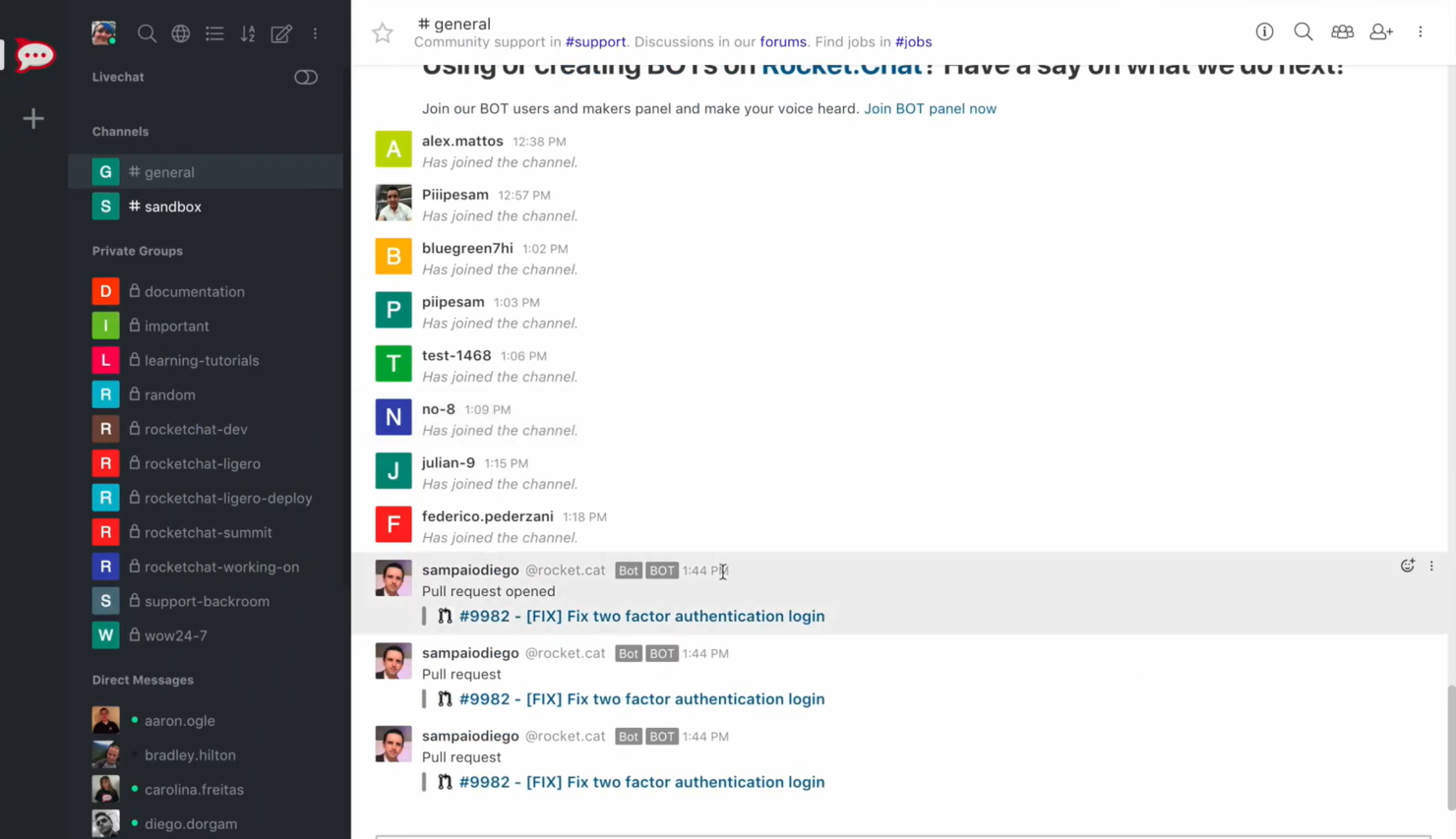 Rocket.Chat screenshot - 10 Mejores Alternativas a Skype Empresarial Analizadas en 2026