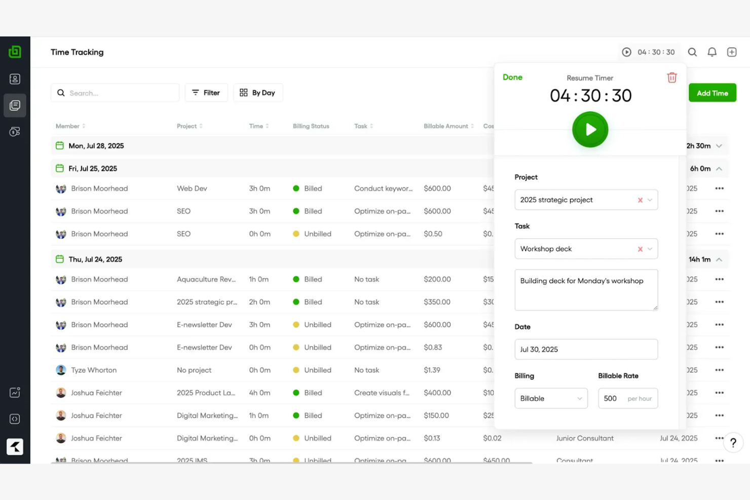 Bonsai screenshot - 10 meilleures alternatives à RescueTime évaluées en 2026