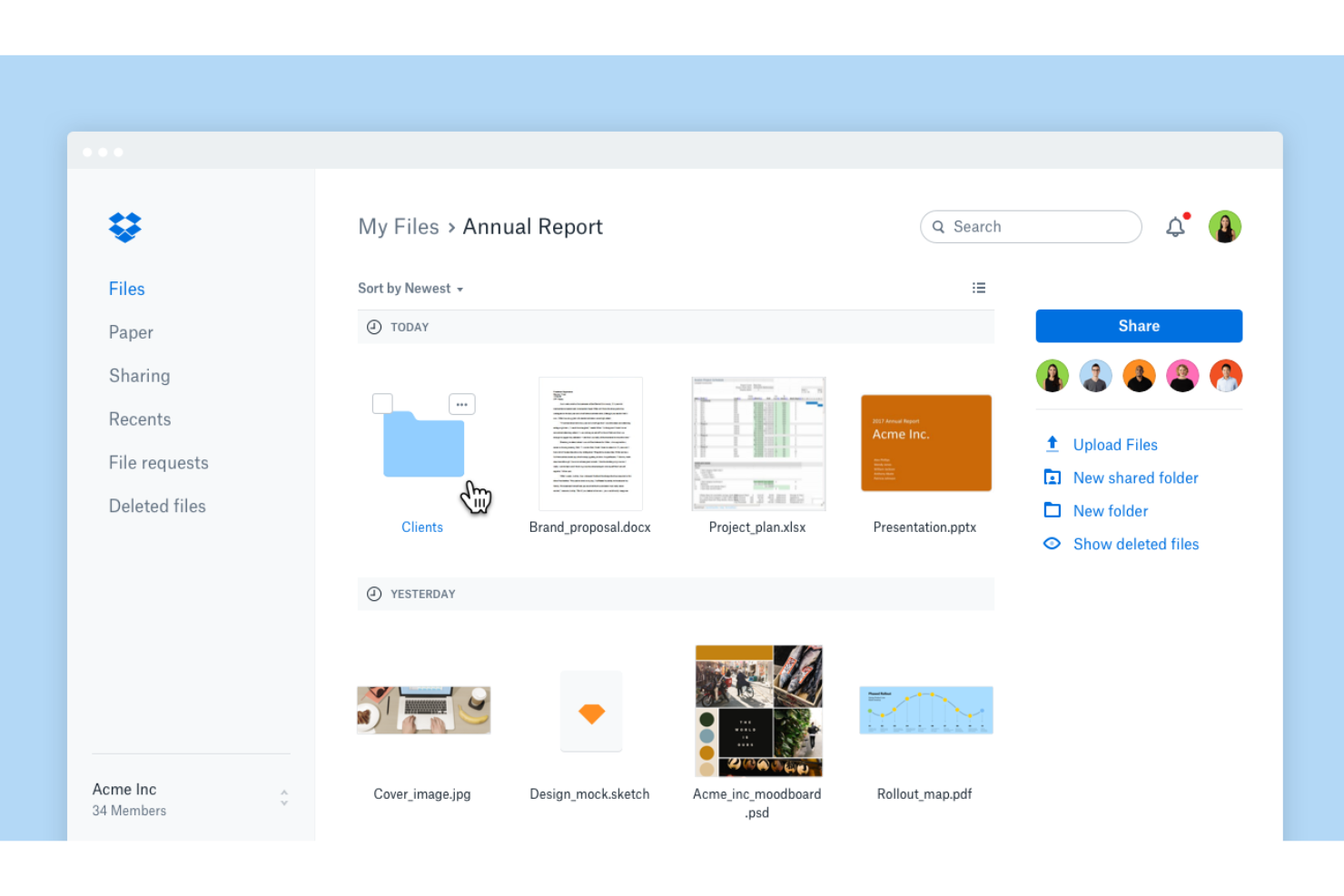 Dropbox screenshot - Le 10 migliori alternative a iManage nel 2026