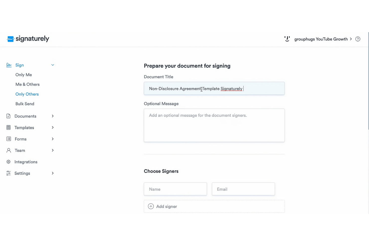 Signaturely screenshot - Die 10 besten Docusign-Alternativen im Test 2026