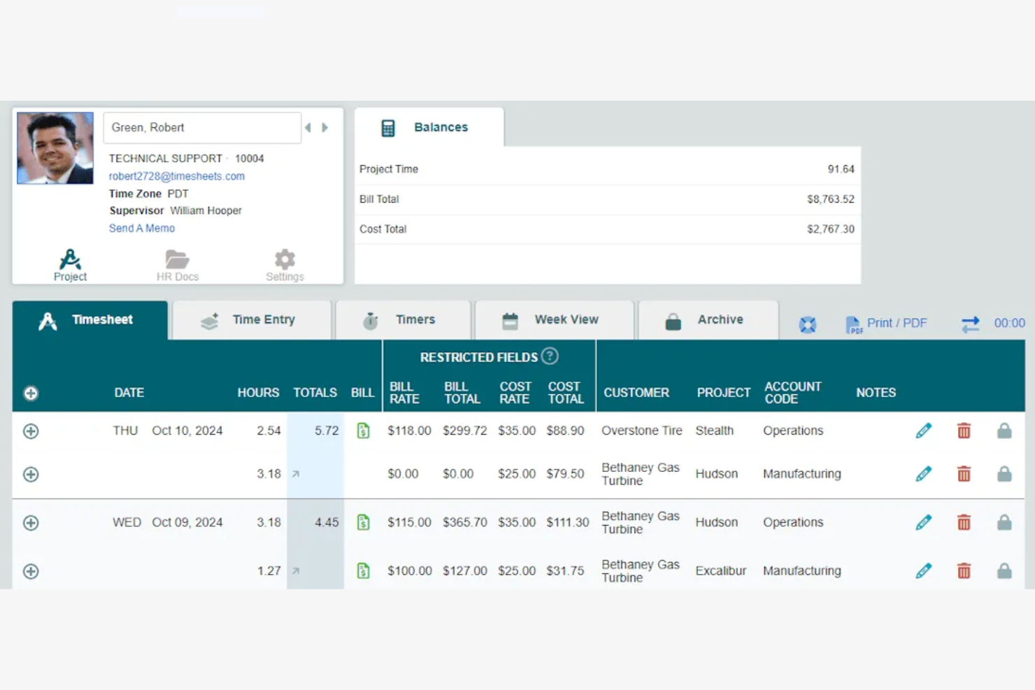 Timesheets.com screenshot - Le 10 migliori alternative a Replicon recensite nel 2026