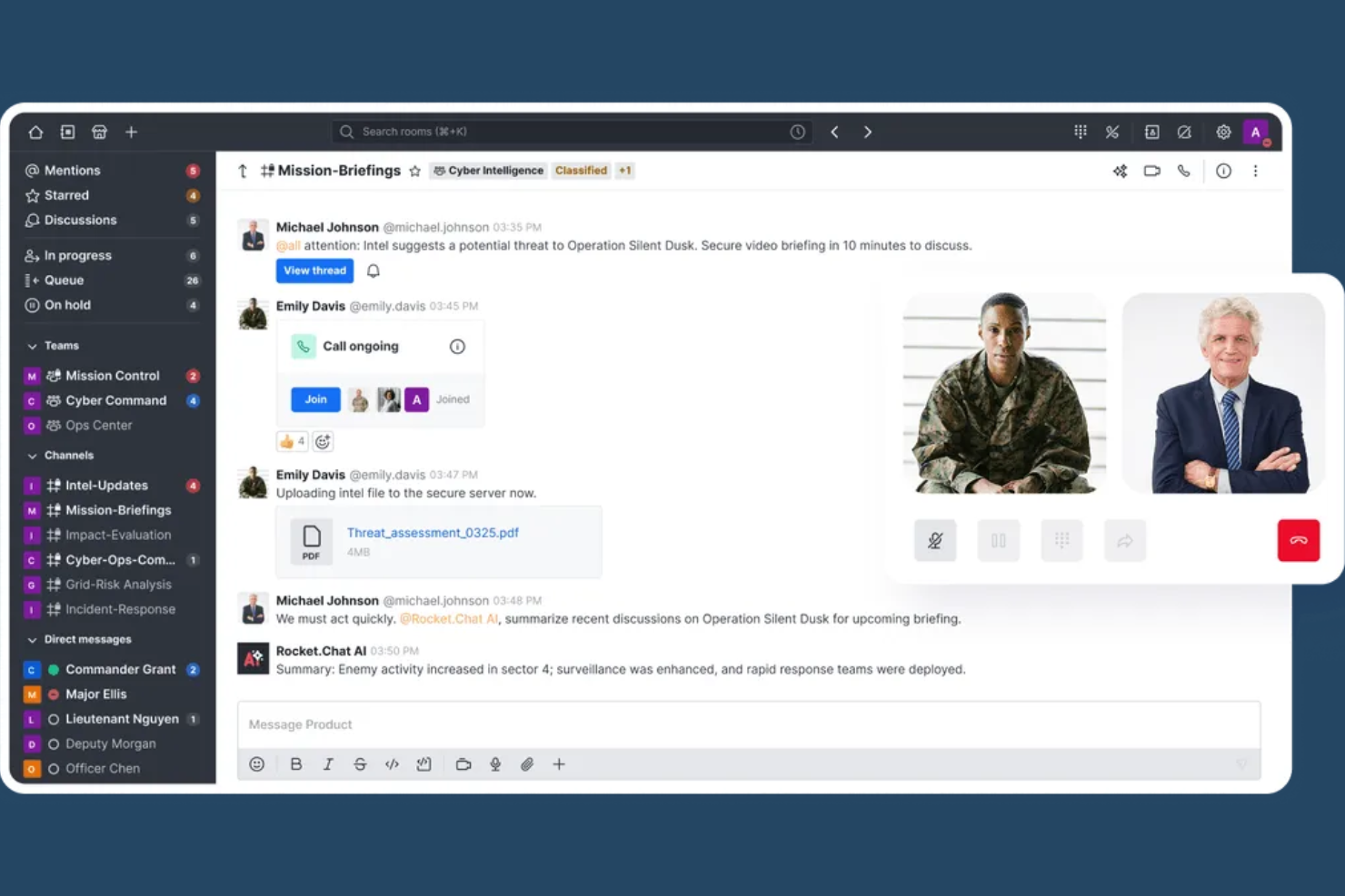 Rocket.Chat screenshot - 10 parasta tiimiviestintäsovellusta vuonna 2026