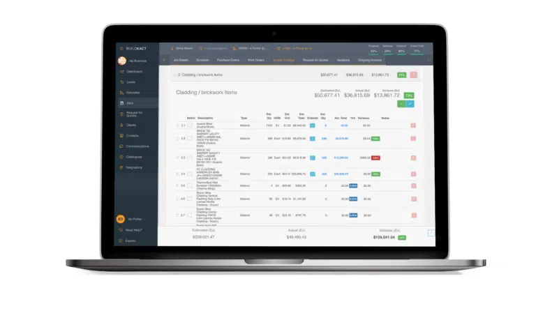 Buildxact screenshot - 10 alternativer til Buildertrend til byggeri i 2026