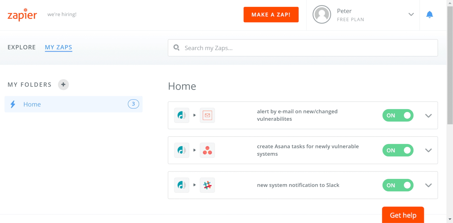 Set up automations (zaps) for manual tasks, notifications, and alerts.