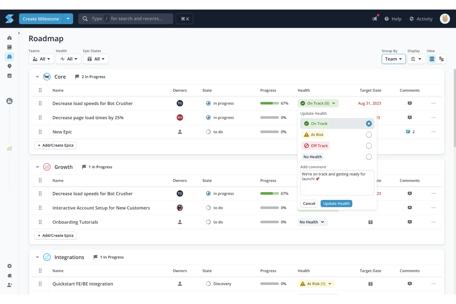 Shortcut screenshot - 25 Best Project Roadmap Software For Strategizing in 2026