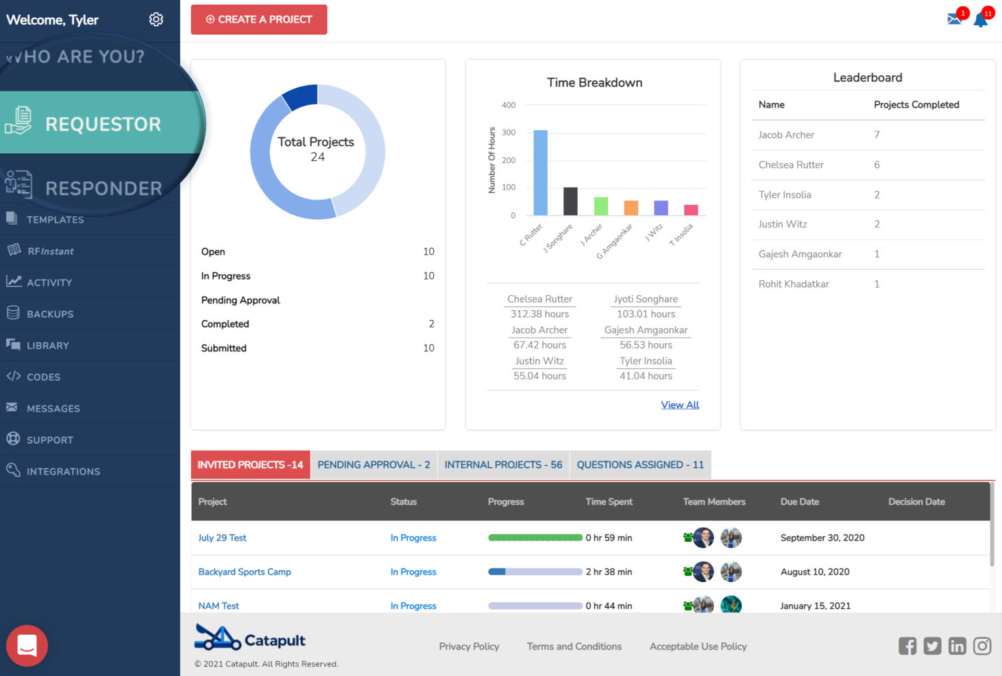 Catapult screenshot - Die 20 besten RFP-Software-Lösungen im Test 2026