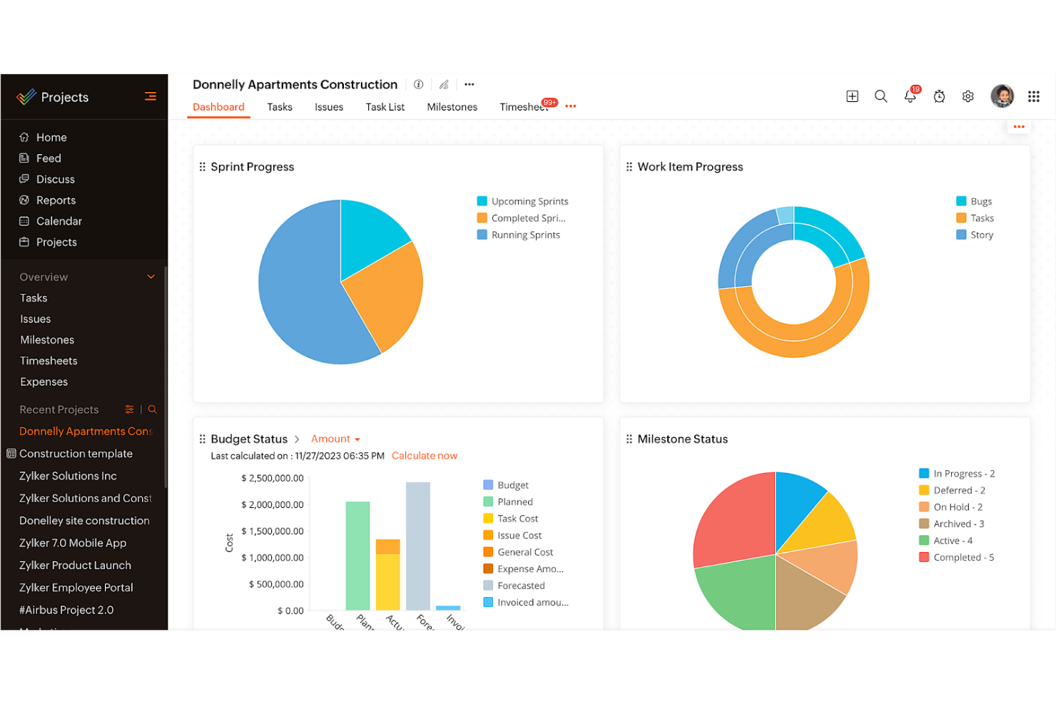 Zoho Projects screenshot - 23 Best Avaza Alternatives Reviewed In 2026