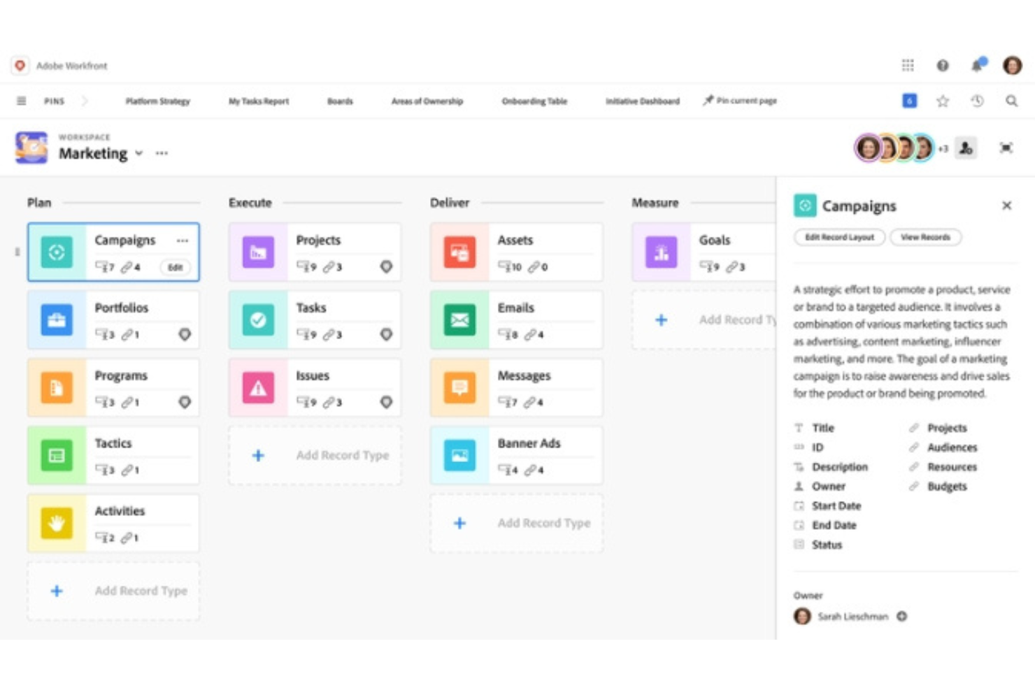 Adobe Workfront screenshot - De 10 beste programvarene for automatisering av KI-arbeidsflyter, vurdert i 2026