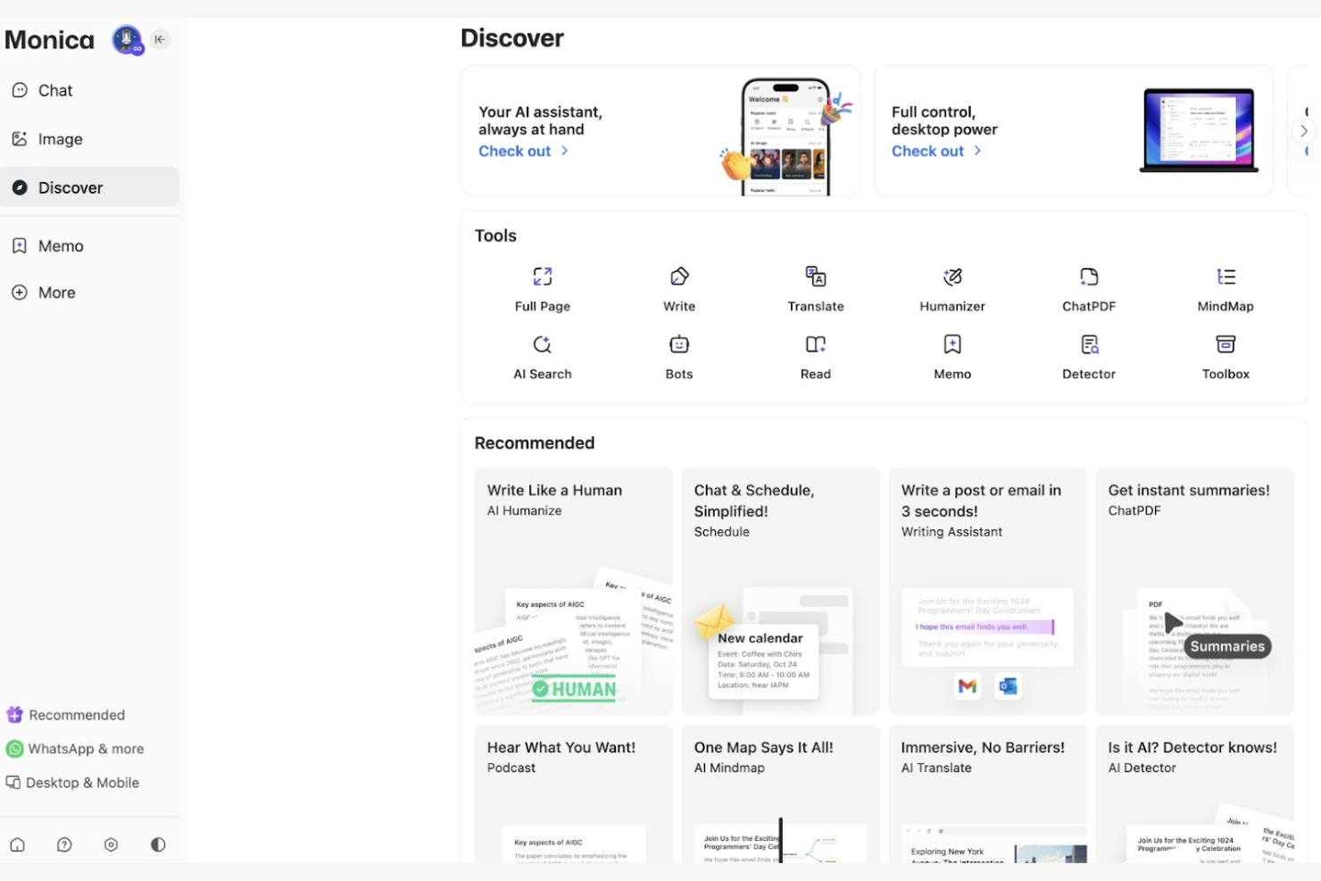 Monica screenshot - 14 Best AI Mind Mapping Tools Reviewed in 2026